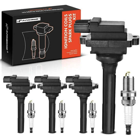 A-Premium Set of 4 Ignition Coil Pack and Iridium Spark Plugs Compatible with Chevrolet 1999-2004, Tracker & Suzuki Aerio Esteem Sidekick Vitara
