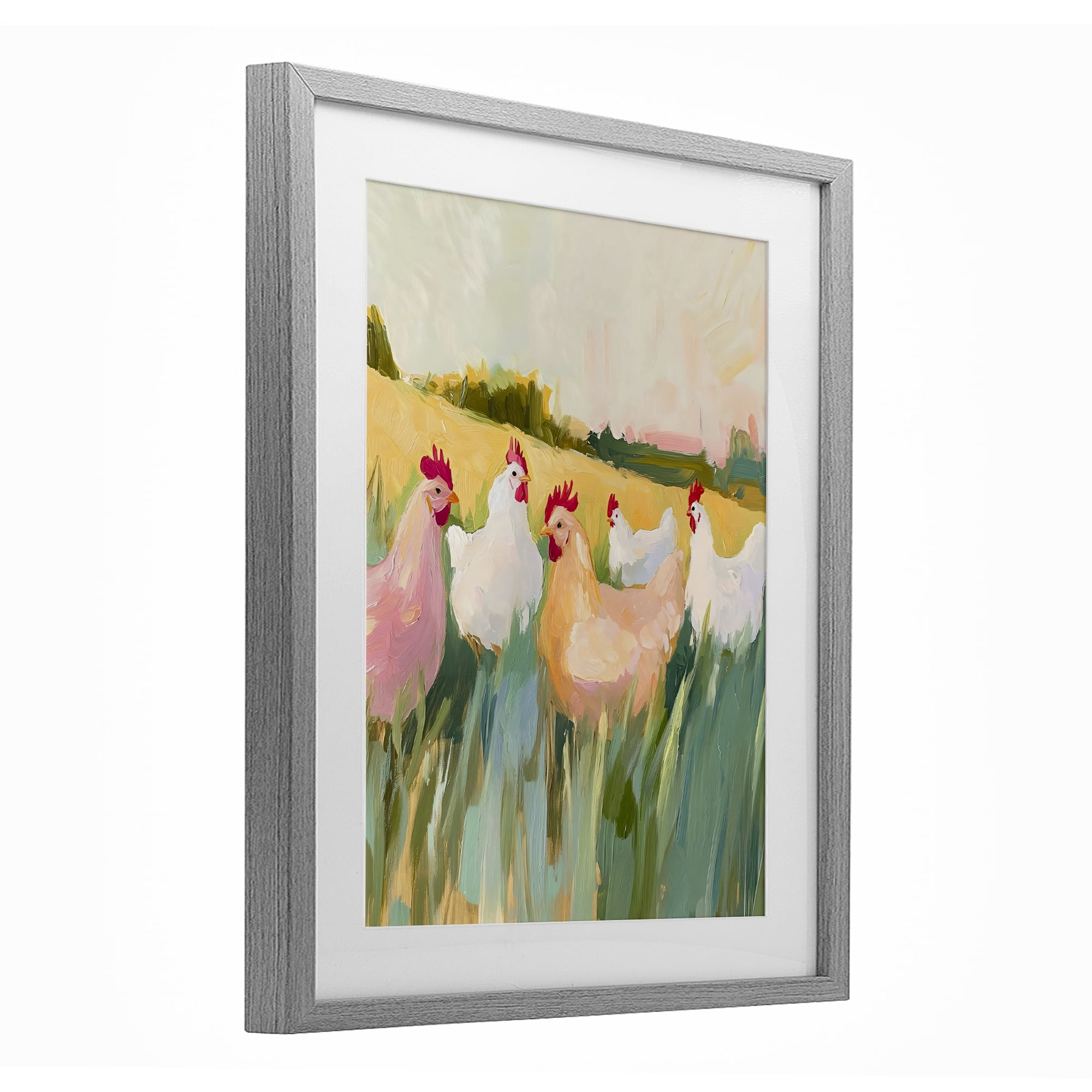 Stupell Industries Sunlit Flock of Chickens Gray Framed Print Under Glass, design by The Prints Vibe