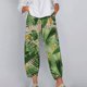 thumbnail image 1 of ICHUANYI Clearance Womens Elastic Waist Buttons Printing Thin Stretch Skinny Pants Trousers(Green, XXL) ICHUANYI WER2023081509352, 1 of 5