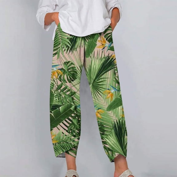 Rutainlusire Clearance Womens Pants Womens Clothes Womens Elastic Waist Buttons Printing Thin Stretch Skinny Pants Trousers