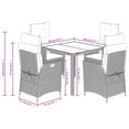 thumbnail image 4 of vidaXL 5 Piece Garden Dining Set with Cushions Grey Poly Rattan, 4 of 5