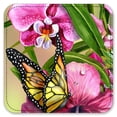 thumbnail image 2 of Vinyl Drink Coasters - Set of 4 - Monarch & Flowers, 2 of 3