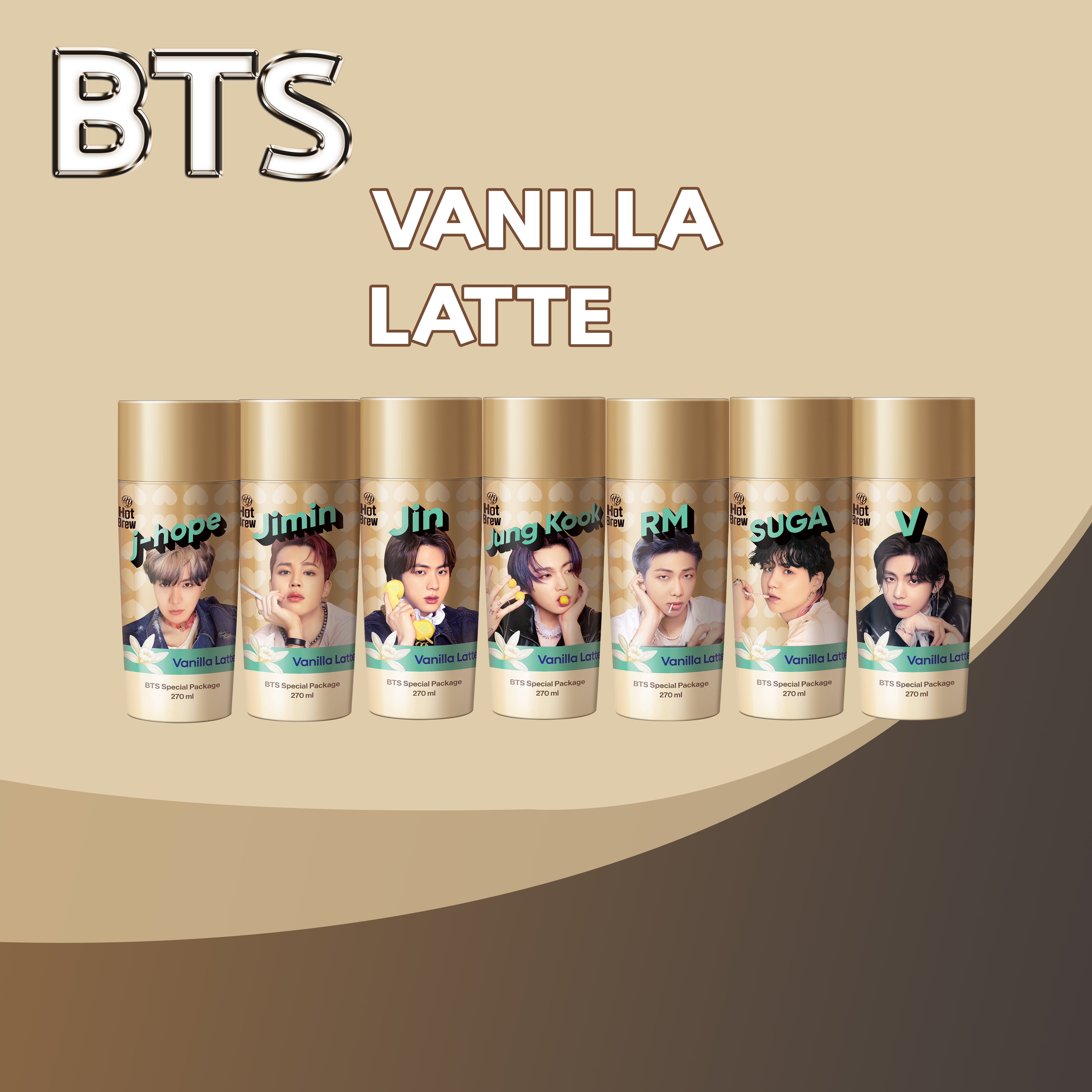 2022 New Edition BTS Vanilla Latte Hot brew Coffee, BTS Special edition