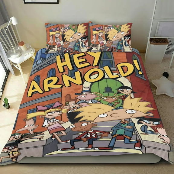 Hey Arnold Themed Bed Sheet Set Three Piece Set 36x75 Inches Comfortable And Skin Friendly Unique Design Creating A Star Studded Night
