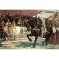 thumbnail image 2 of Topham, Frank William Warwick 18x13 Gold Ornate Wood Framed with Double Matting Museum Art Print Titled - The Queen of The Tournament, 2 of 4