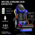 thumbnail image 6 of Czlolo Gaming Chair, Racing Style RGB LED Lights Gaming Chairs for Adults and Kids, Lumbar Massager Gamer Chair, High Back Reclining Computer Chair with Footrest and Headrest (Black/Blue), 6 of 9