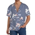 thumbnail image 3 of Naloa Watercolor Flowers Butterfly Men's Loose Fit Cuban Collar Short-Sleeve Shirt with Button-down and Chest Pocket for Everyday Wear Outings - Small, 3 of 7