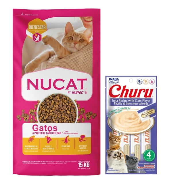 Nucat 15 Kg + Churu Atún con Almeja Sobre con 4 Tubos