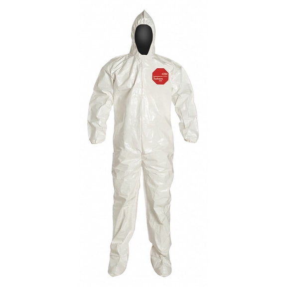 Dupont Hooded Coveralls,White,2XL,Elastic,PK12 SL122BWH2X001200