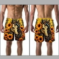 thumbnail image 3 of luoweisi Men's Beach Shorts Quick Dry Swim Trunks with Mesh Lining Sunflower Unicorn L, 3 of 5