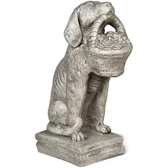 Solid Rock Stoneworks Jr Dog with Basket - 19" Tall x 12" w x 7" d - Pre-Aged