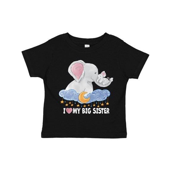 Inktastic I Love My Big Sister Cute Elephants with Moon and Stars Boys or Girls Toddler T-Shirt