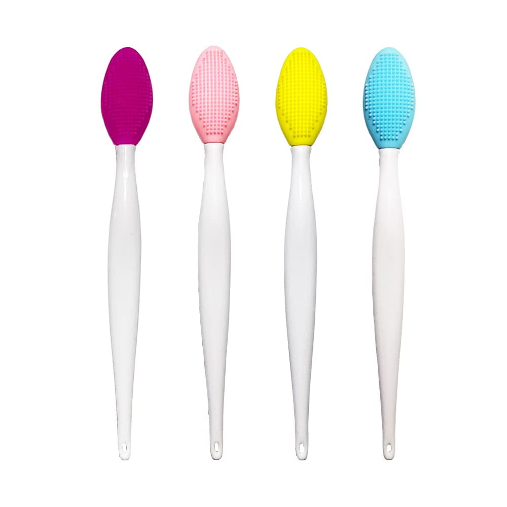 4 Pieces Exfoliating Lip Brushes, DoubleSided Lip Scrub Silicone Brush, Lip Brush Tool, Lip