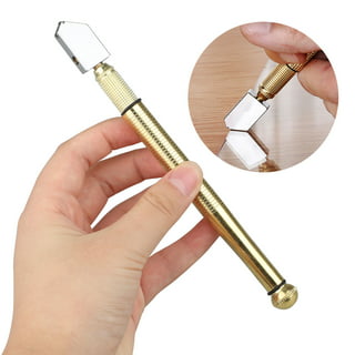 17.3cm Professional Heavy Duty Golden Handle Pencil Style Glass Cutter,  Diamond Glass Cutter Heavy Duty Diamond Tip, Glass Cutter Cutting Tools for  Mosaic, Tiles, Mirror, Stained Glass Cutting 