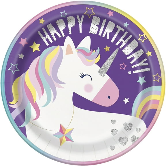 Unicorn Paper Dinner Plates, 9in, 8ct