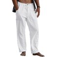thumbnail image 1 of Men's Linen Pants Casual Loose Pants Drawstring Elastic Waist Sweatpants, 1 of 2