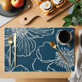 thumbnail image 2 of Teal Flowers Placemats Set of 4, Spring Floral Botanical Modern Art Placemats for Dining Table, Place Mats for Kitchen Tabletop, Waterproof Wipeable Dining Table Mats Set, 2 of 9