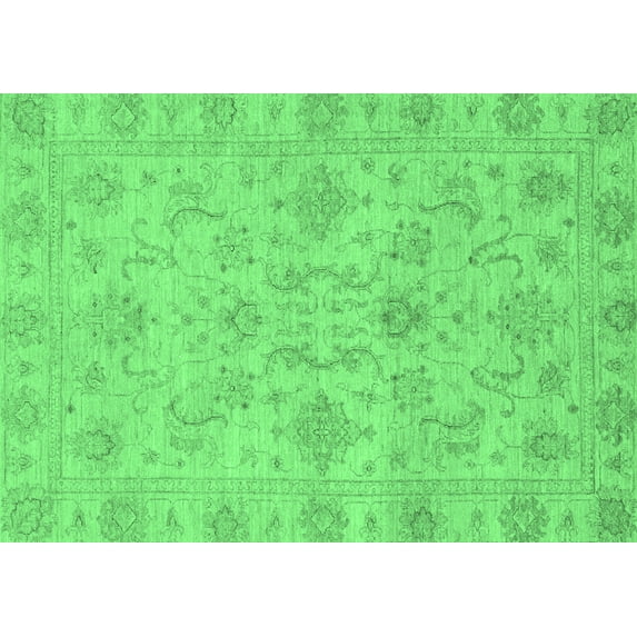 Ahgly Company Indoor Rectangle Abstract Emerald Green Modern Area Rugs, 2' x 3'