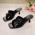 thumbnail image 6 of Viluyesy Womens Kitten Heel Sandals, Comfortable Square Toe Faux Leather Slingback Slide Shoes Black US5.5, 6 of 9