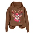 thumbnail image 4 of Fiaer Christmas Women Hoodie Cute Reindeer Graphic Long Sleeve Hooded Sweatshirts Casual Plus Size Fashion Comfy Tops Brown XXL, 4 of 4