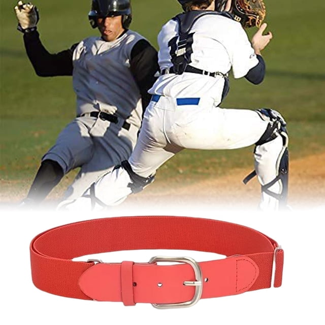 Cinturón de béisbol perfecl elástico flexible con ajuste y orificios cierre de hebilla Rojo