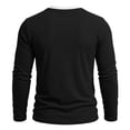 thumbnail image 5 of CQONEPT Mens Henley Sweater Long Sleeve Waffle Button Up Tunic Tee Casual Knit Pullover Soft Stretch Fall Winter Tops Black S, 5 of 6