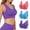 3 pack Blue Red Purple, variant on Compression Wirefree Medium Support Bra,Sports Bra with Removable Pads for Women Small to Plus Size Everyday Wear,Exercise and Offers Back Support