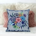 thumbnail image 3 of Amrita Sen Designs  20 x 20 in. Flowers Suede Blown & Closed Pillow - Blue, Pink & Grey, 3 of 5