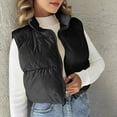 thumbnail image 4 of Drses Women's Padded Vest, High Stand Collar Lightweight Zip Crop Puffer Gilet, 4 of 7