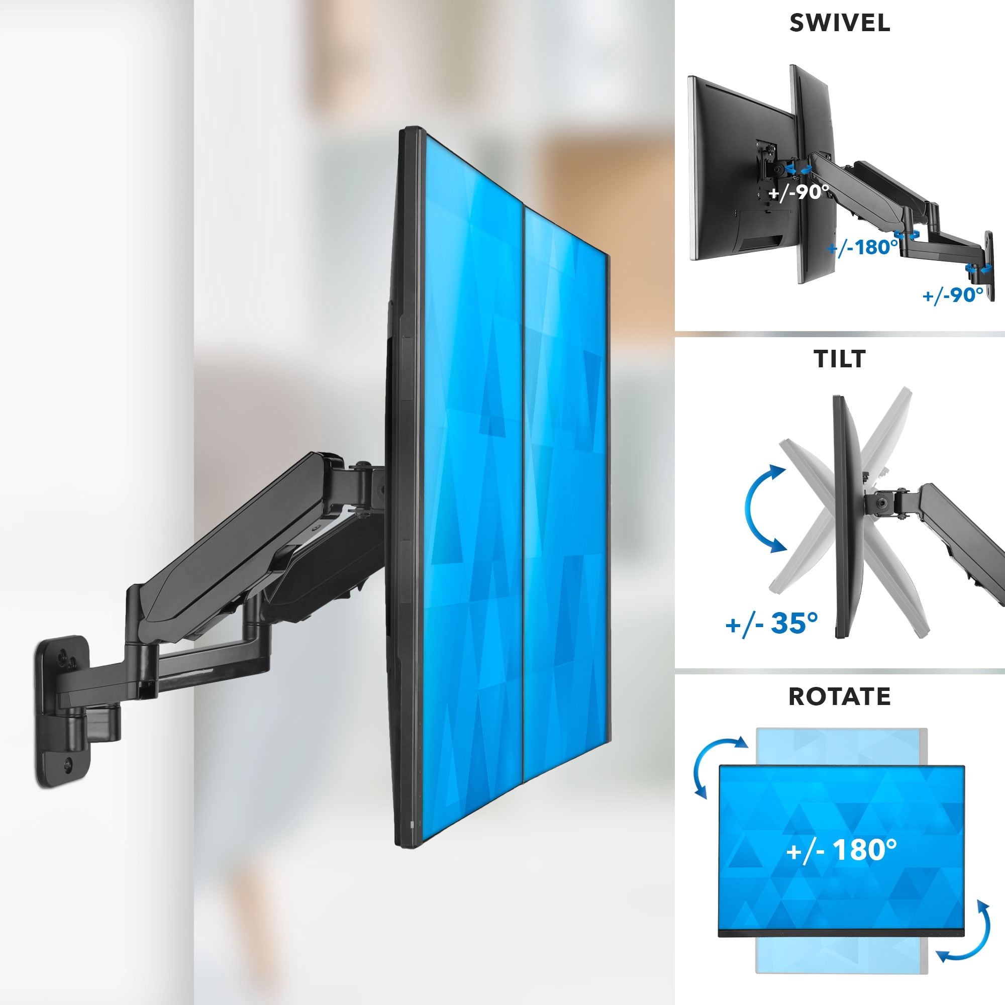 Mount-It! Dual Monitor Wall Mount | Fits 17-32 Inch Screens