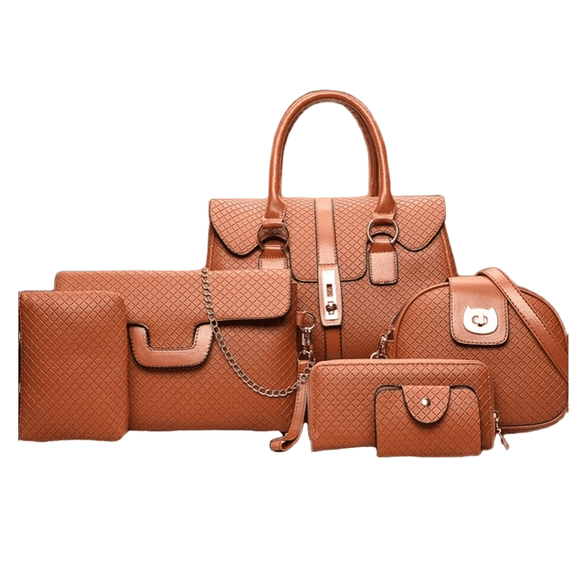 Set 6 Bolsas Retro Clásica Para Dama Marron Malubero Bolso de hombro