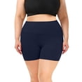 thumbnail image 3 of Plus Size Biker Shorts Womens High Waist Yoga Short Leggings 1X-5X Stretch Soft Workout Athletic Gym Shorts (4XL, Navy), 3 of 8