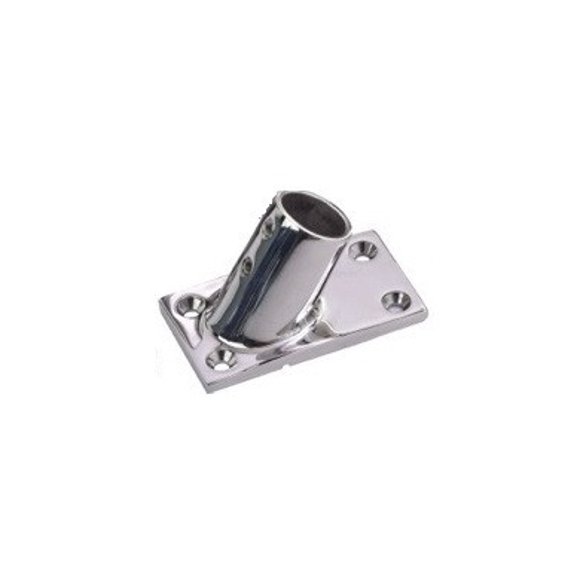 Sea Dog Boat Rail Fitting 281600-1 3-1/16 Inch x 1-3/4 Inch Rectangular Base; 60 Degree Angle; Stainless Steel; 7/8 Inch Outer Diameter