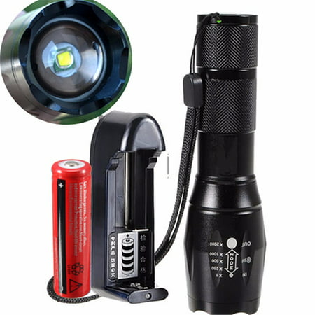 Elfeland 2000 Lumens T6 LED 5 Modes Super Bright Flashlight Zoomable Torch Light + 18650 Battery + Single Battery For Camping