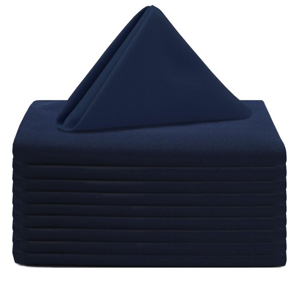 Your Chair Covers Servilletas De Tela De Poliéster De 20.0 X 20.0 In, Servilletas De Lino De Tela Lavables Con Bordes Dobladillos Para Restaurante, Bodas Y Vacaciones, Paquete De 10 (Azul Marino)