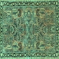 thumbnail image 1 of Ahgly Company Indoor Square Oriental Turquoise Blue Traditional Area Rugs, 3' Square, 1 of 4