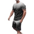 thumbnail image 2 of Men's 2 Piece Outfits Short Sleeve Golf Shirt Drawstring Shorts Set Tracksuit Black XXXXL, 2 of 5