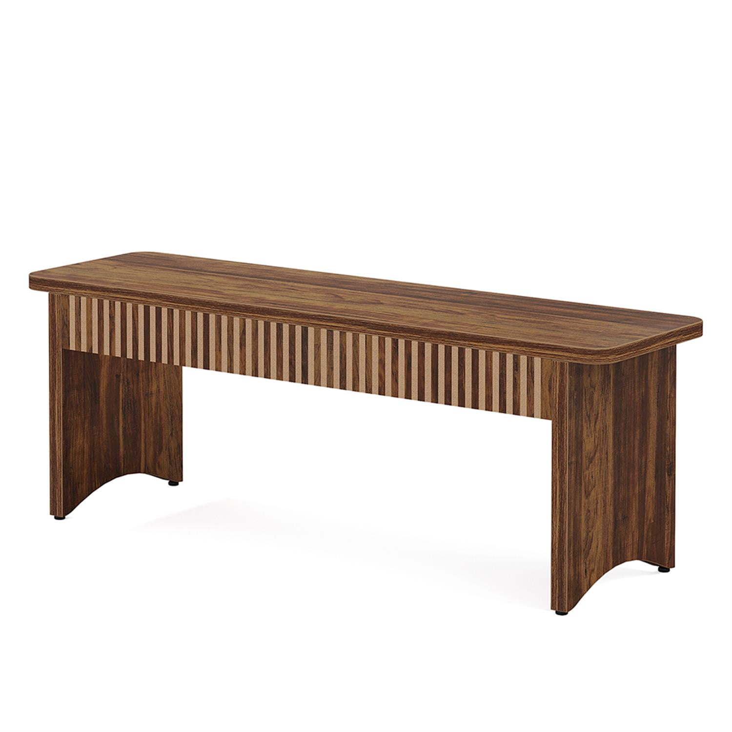 Demi Bonn 3-Piece Farmhouse Dining Table Set for 4-6 People with 2 Benches, 55"door Outdoor Kitchen Table for Dining Room, Home Office, Living Room Furniture, Brown