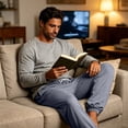thumbnail image 4 of Mens Drawstring Pocket Jogger Pajama Pants Lightweight Lounge Sleep Pants with Tapered Leg Elastic Cuff Relaxed Fit Gray 2XL, 4 of 4