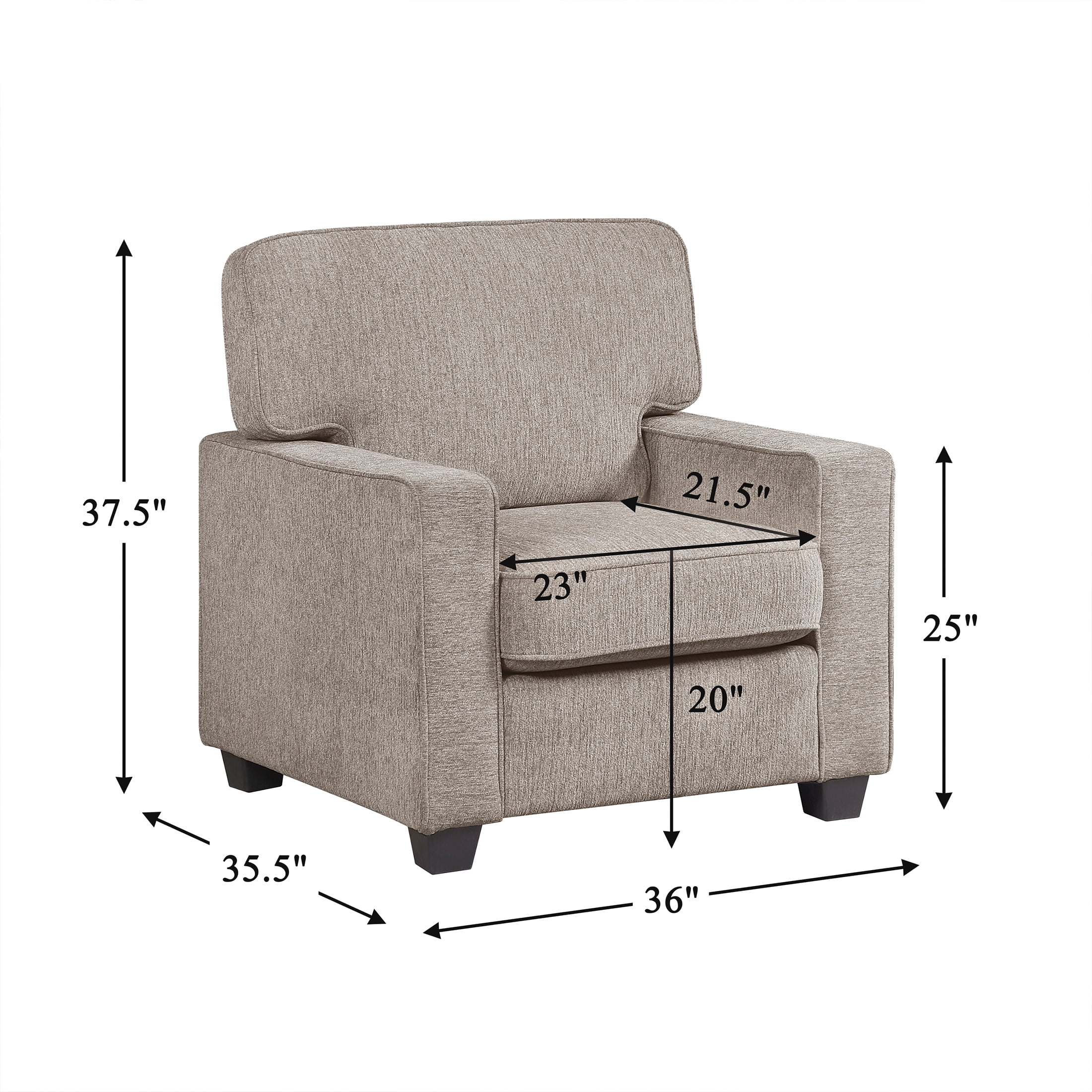 OakvillePark Alvera Chenille Accent Chair, Taupe