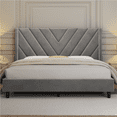 thumbnail image 6 of Renwick Queen Size Upholstered Platform Bed Frame with Tufted Headboard, Light Gray, Adult, 6 of 8