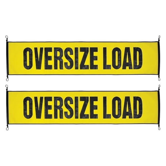 Oversize Load Banner with Heavy Duty Metal - 2 Pack - Stretch Cord Mesh - 18 Inch x 84 Inch