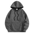 thumbnail image 3 of Lorytime Mens Hoodies Pullover Solid Vintage Knit Sweater Long Sleeve Drawstring Sweatshirt with Pocket Tops Gray M, 3 of 5