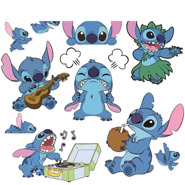 Pegatinas de pared de Stitch para dormitorio, sala de estar, guardería, decoración de fiesta, fondo de dibujos animados de anime, pegatina para decoración de pared, decoración de pared de dormitorio,