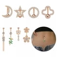 thumbnail image 2 of K-KED 1pc CZ Star Belly Navel Button Rings Belly Navel Rings Body Piercing Jewelry-7, 2 of 9