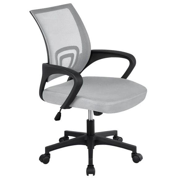 Yaheetech Mid-Back Height Adjustable Mesh Office Chair Computer Chair with Lumbar Support & 360°Rolling Casters, Gray