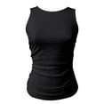 thumbnail image 5 of Women Summer Tops Women's Solid Color Sleeveless Ribbed Knit Slim Fit Tank Top With Side Pleats Color Tops for Women Sleeveless Bulk for Customize Top T Shirt Camisoles Petite Stocking Comic Black 2XL, 5 of 5