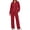 Burgundy, variant on Women Two Piece Outfits Lapel Long Sleeve Zipper Sweatshirts and Wide Leg Pants Lounge Tracksuits Sets