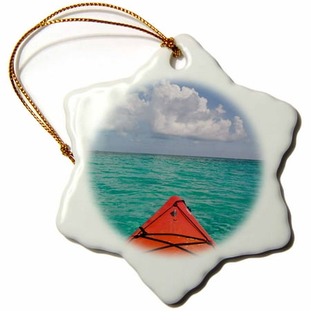 3dRose Belize, Caribbean Sea. Kayaking off the coast of Southwater Cay., Snowflake Ornament, Porcelain,