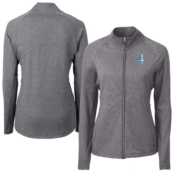 Women's Cutter & Buck Heather Black Detroit Lions Adapt Eco Knit Heather Full-Zip Jacket